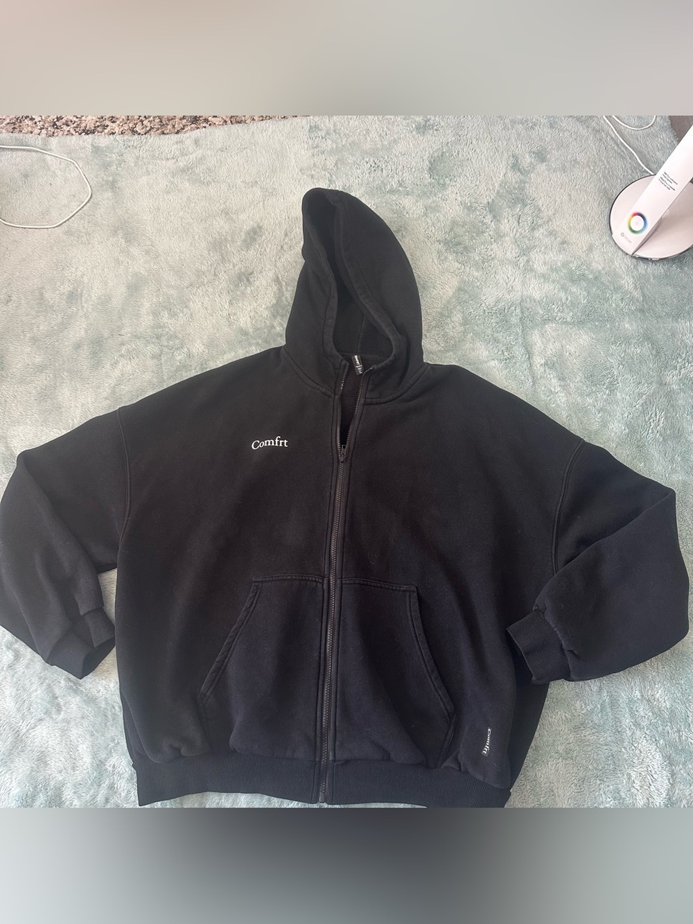 Comfrt Black Full-Zip Hoodie Jacket